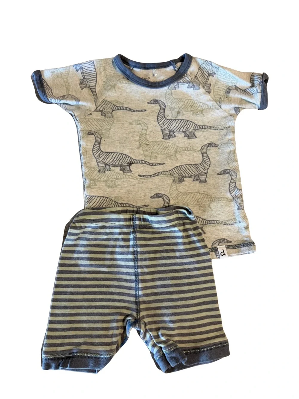 deux par deux Gray & Cream Dino and Monster Pajama sets (2 pairs of PJs bundle)